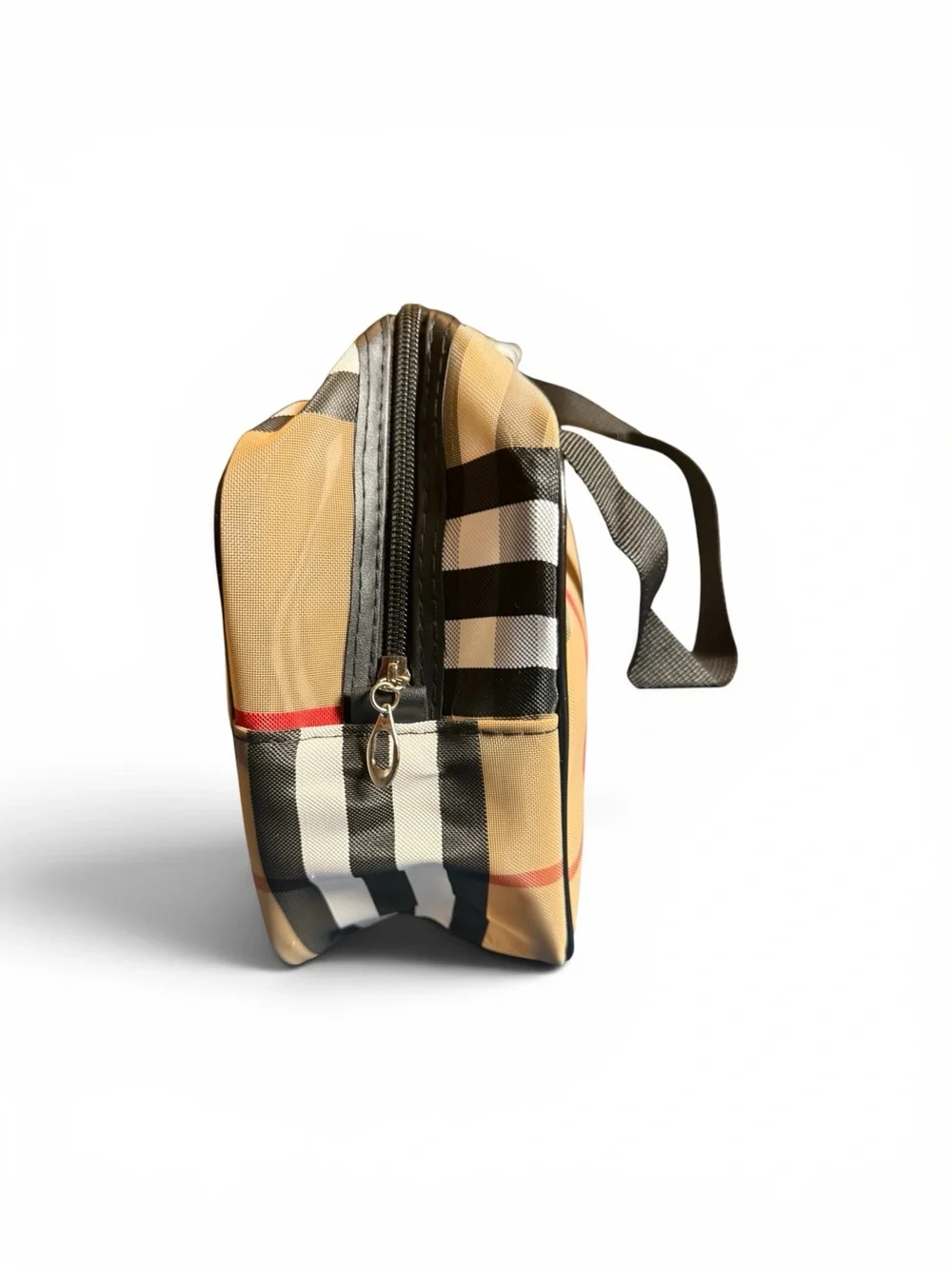Classic Plaid cosmetic makeup bag in Beige and Black storage new